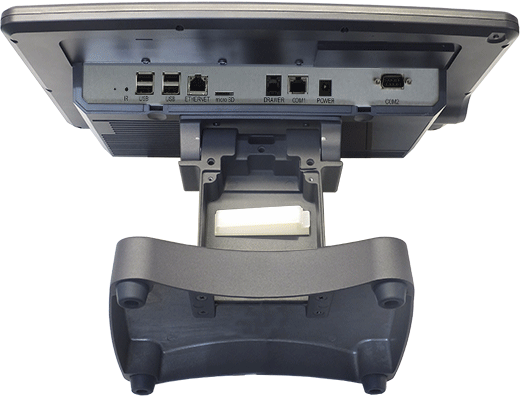 Well positioned I/O ports and smart cabling through the POS stand