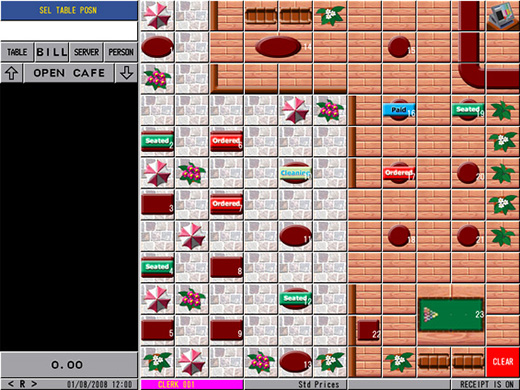 Graphical Table Plan: Different layout is available for up to 8 locations. <br />
(*Optional memory required for graphical buttons)